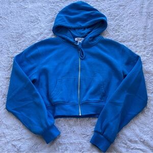 Refuge Athletics Blue Crop Full Zip Hoodie - Size Small